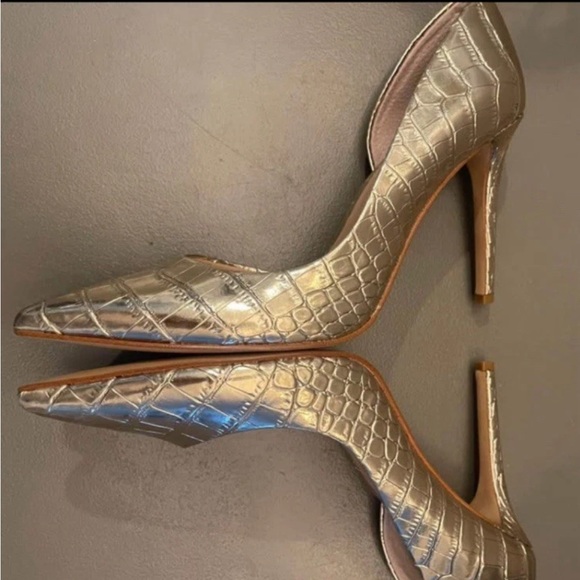 INC International Concepts Kenjay d’Orsay Stiletto Gold Croc-Embossed Women’s 8M - Picture 4 of 13